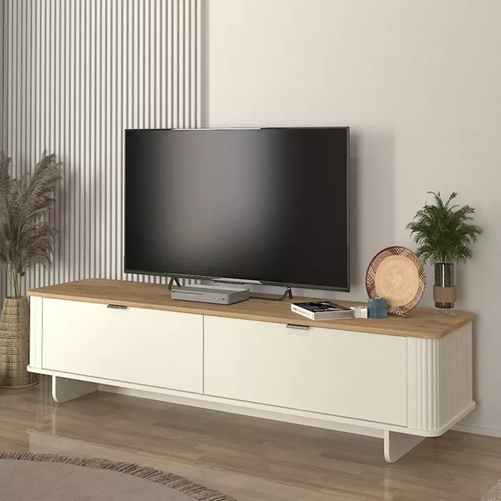 Έπιπλο τηλεόρασης Bohema Megapap χρώμα ivory - sepet oak 180x47x45,6εκ.