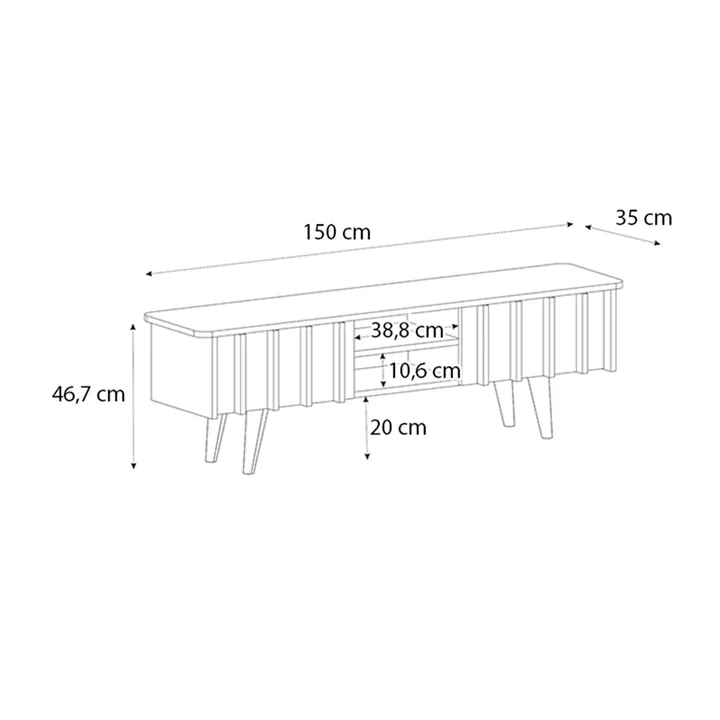 Έπιπλο τηλεόρασης Gemma Megapap χρώμα sepet oak 150x35x46,7εκ.