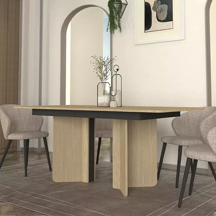 Τραπέζι Lava Megapap χρώμα rota oak - ανθρακί 180x90x76,8εκ.