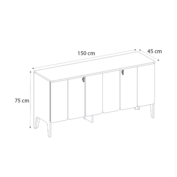 Μπουφές Pedro Megapap χρώμα ανθρακί - rota oak 150x45x75εκ.