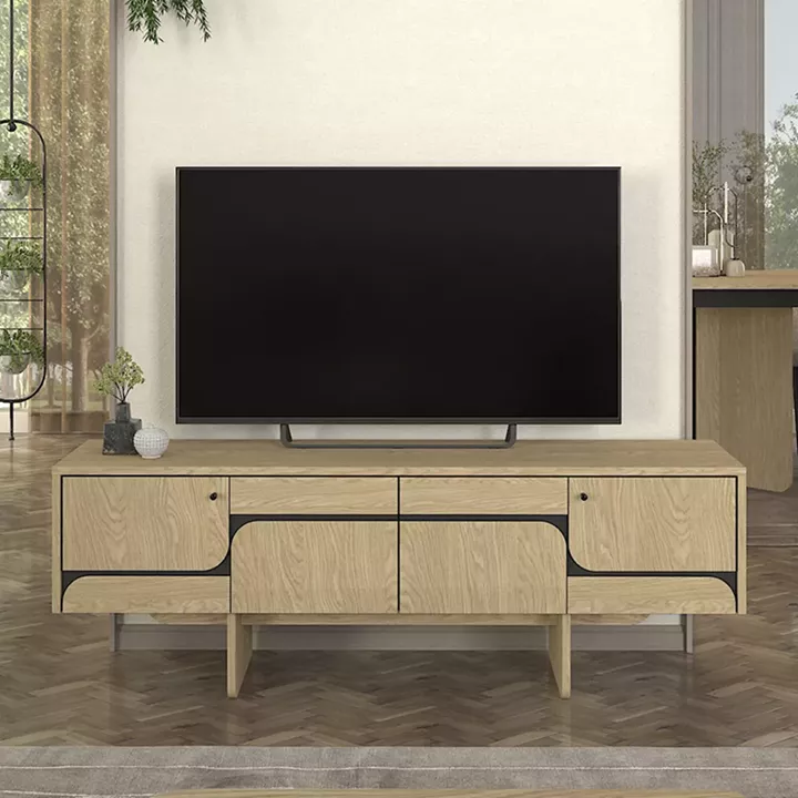 Έπιπλο τηλεόρασης Lava Megapap χρώμα rota oak - ανθρακί 150x35x51,3εκ.