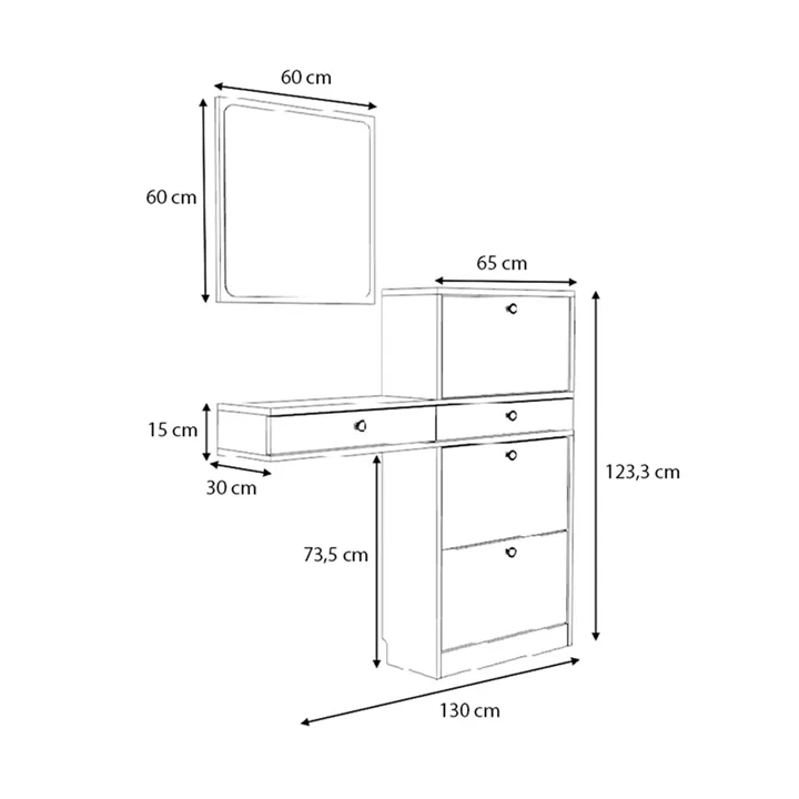 Έπιπλο εισόδου Pego Megapap χρώμα καρυδί 130x30x123,3εκ.