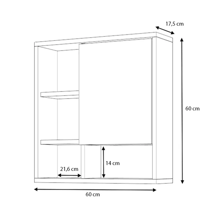 Καθρέπτης μπάνιου Demo Μegapap χρώμα λευκό 60x17,5x60εκ.