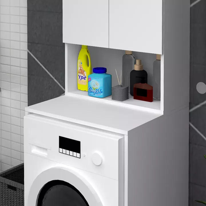 Έπιπλο πλυντηρίου Cozen Megapap χρώμα λευκό 65x60x178εκ.