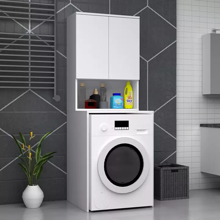 Έπιπλο πλυντηρίου Cozen Megapap χρώμα λευκό 65x60x178εκ.