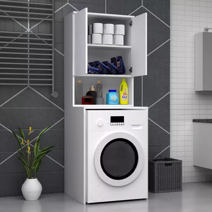 Έπιπλο πλυντηρίου Cozen Megapap χρώμα λευκό 65x60x178εκ.