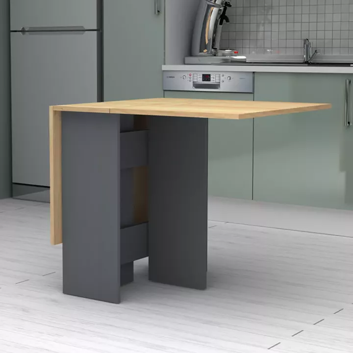 Τραπέζι Pepe Megapap επεκτεινόμενο χρώμα ανθρακί - φυσικό οξιάς 28(56+56)x77x75εκ.