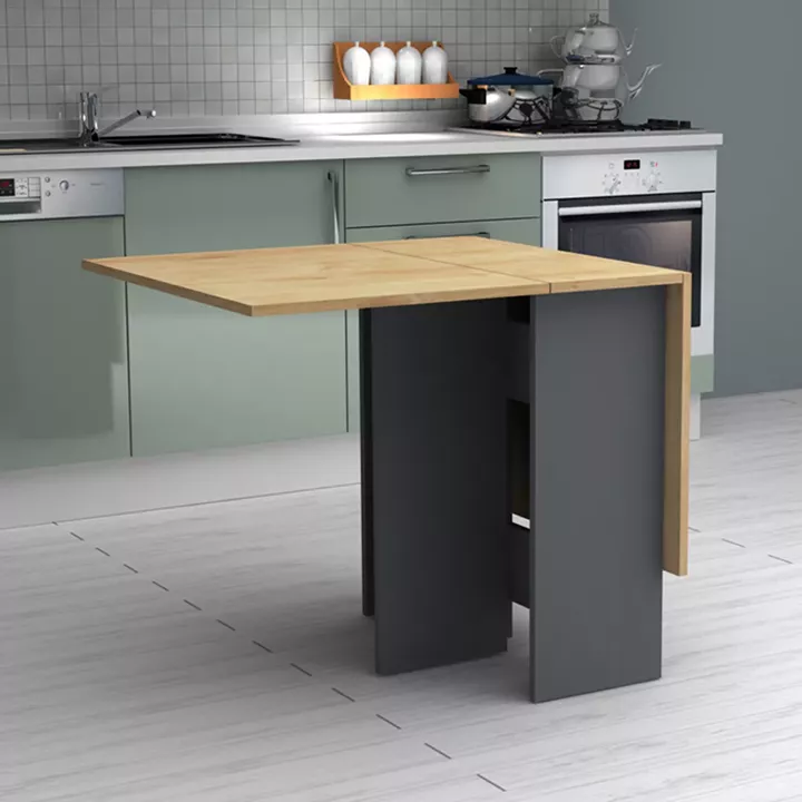 Τραπέζι Pepe Megapap επεκτεινόμενο χρώμα ανθρακί - φυσικό οξιάς 28(56+56)x77x75εκ.