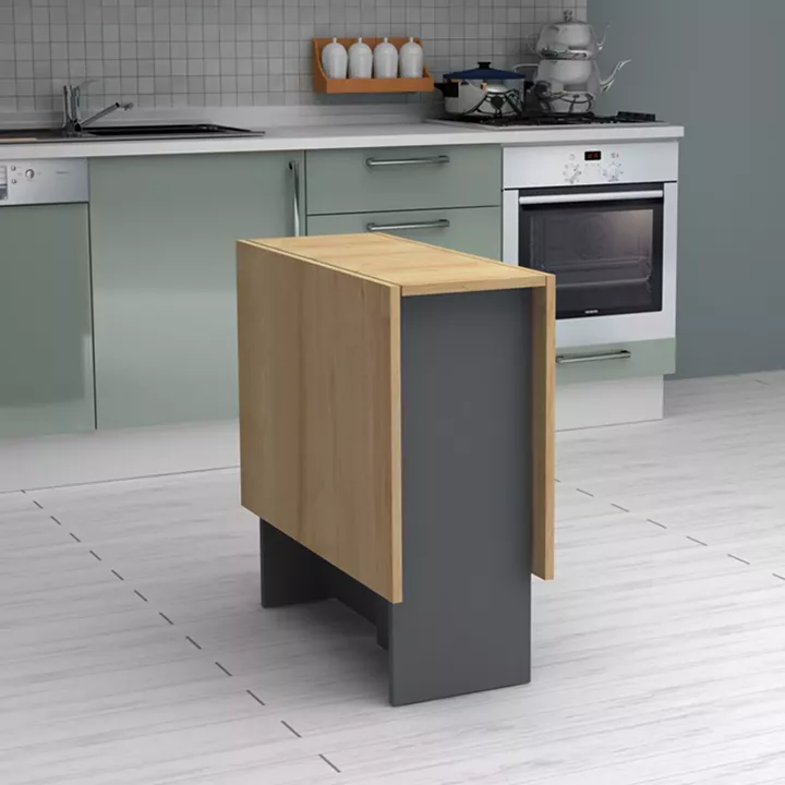 Τραπέζι Pepe Megapap επεκτεινόμενο χρώμα ανθρακί - φυσικό οξιάς 28(56+56)x77x75εκ.