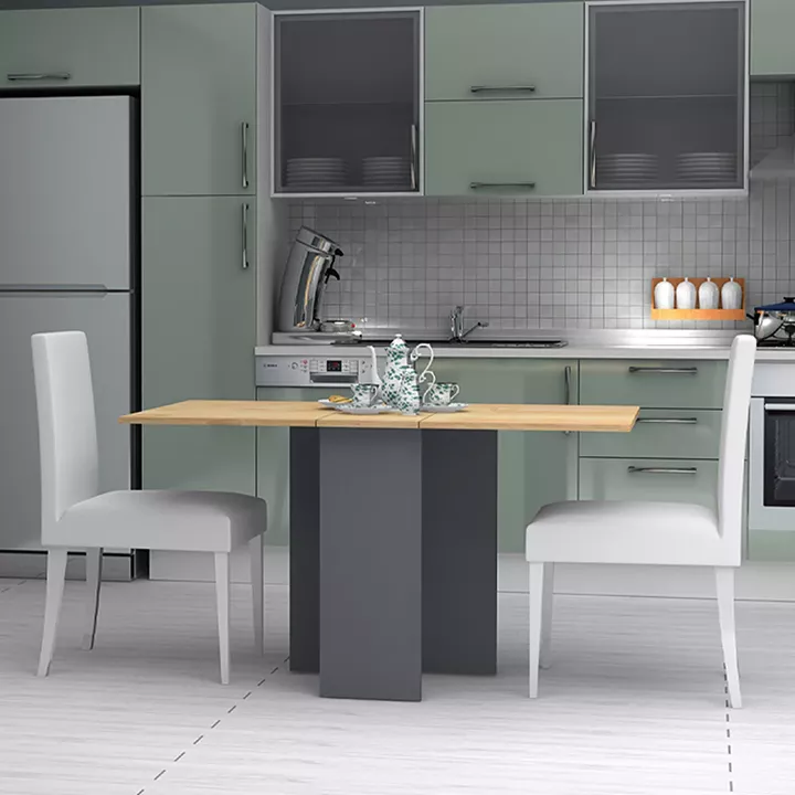 Τραπέζι Pepe Megapap επεκτεινόμενο χρώμα ανθρακί - φυσικό οξιάς 28(56+56)x77x75εκ.