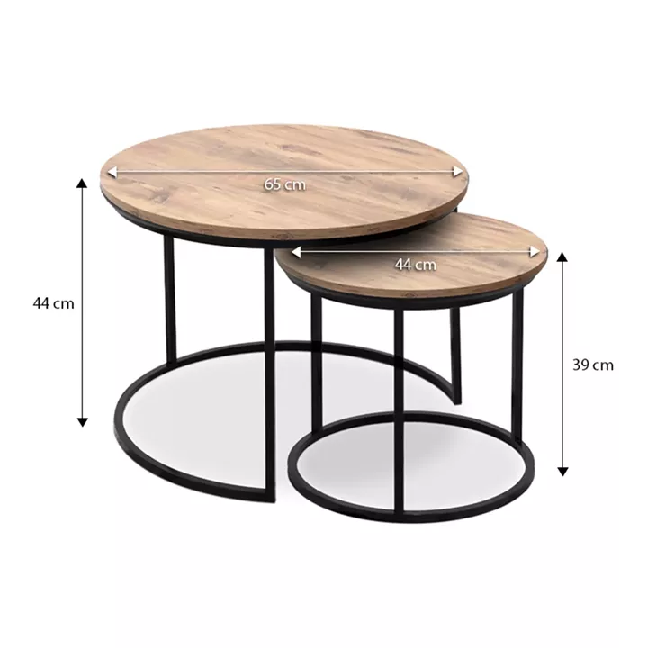 Τραπεζάκια σαλονιού Gary Megapap Mdf - μεταλλικό χρώμα ακακίας 65x65x44εκ.