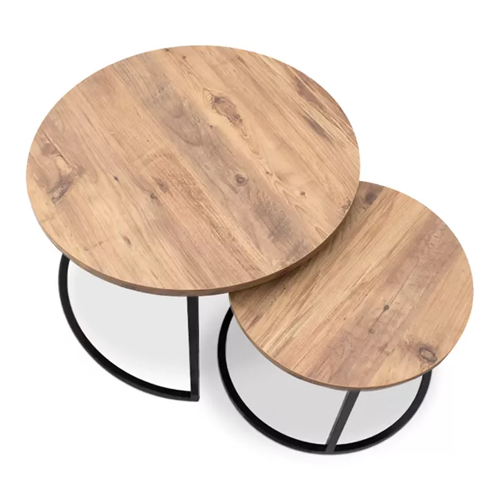 Τραπεζάκια σαλονιού Gary Megapap Mdf - μεταλλικό χρώμα ακακίας 65x65x44εκ.