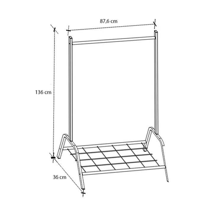 Επιδαπέδια κρεμάστρα Selman Megapap μεταλλική χρώμα μαύρο 87,6x36x136εκ.