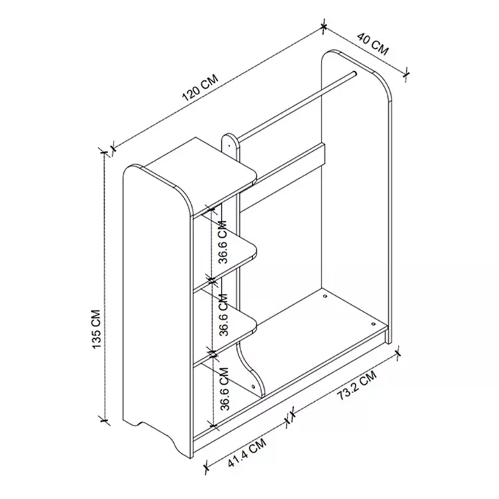 Έπιπλο εισόδου Rozesme Megapap χρώμα λευκό 120x40x135εκ.