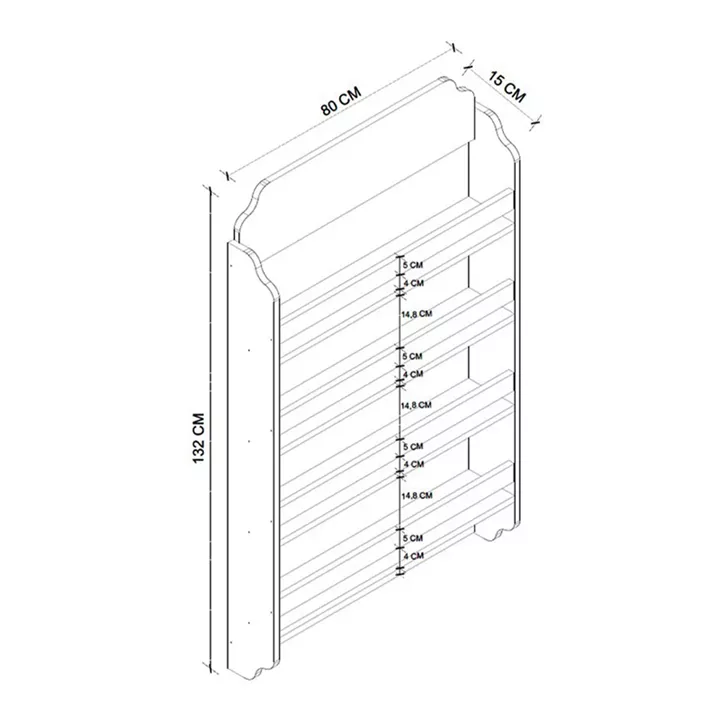 Επιτοίχια βιβλιοθήκη - ραφιέρα Montessori Megapap χρώμα sapphire oak 80x15x132εκ.