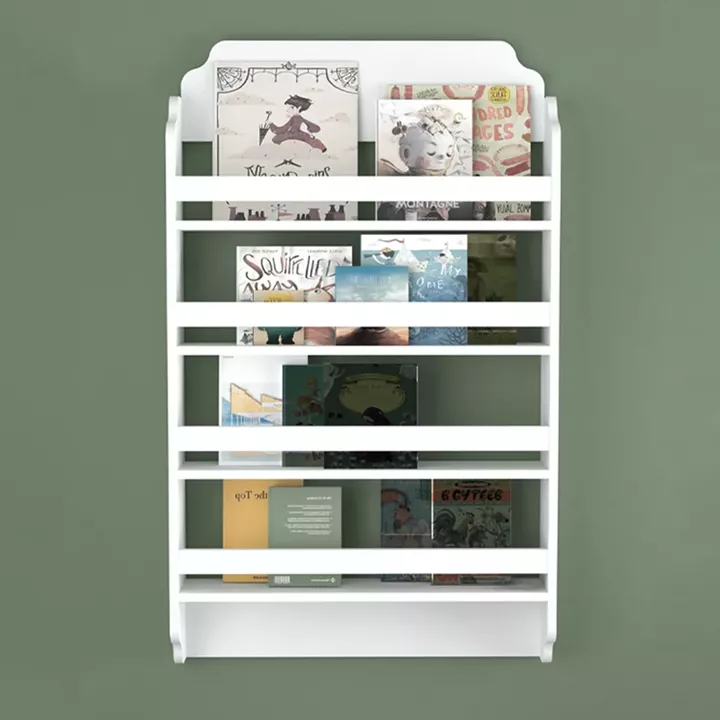 Επιτοίχια βιβλιοθήκη - ραφιέρα Montessori Megapap χρώμα λευκό 80x15x132εκ.