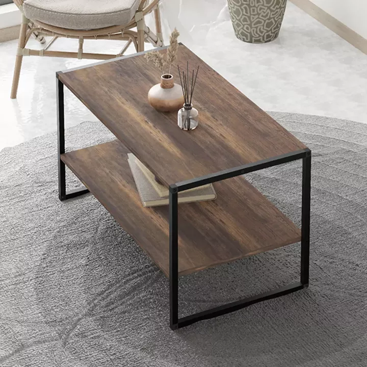 Τραπεζάκι σαλονιού Giza Megapap χρώμα rustic καρυδί 90,2x50,3x50,4εκ.