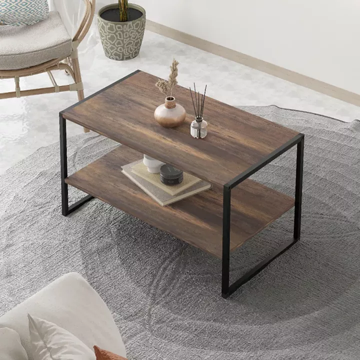 Τραπεζάκι σαλονιού Giza Megapap χρώμα rustic καρυδί 90,2x50,3x50,4εκ.