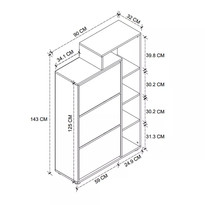 Παπουτσοθήκη Lego Megapap χρώμα pine oak 90x32x143εκ.