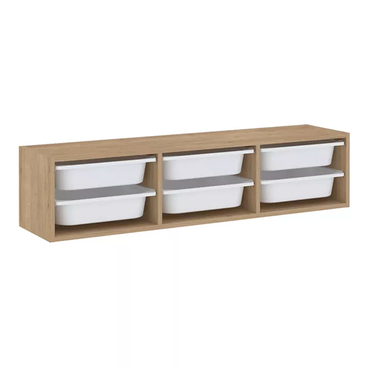 Συρταριέρα επιτοίχια Pavia Megapap με 6 συρτάρια χρώμα sapphire oak 132x31x30,7εκ.