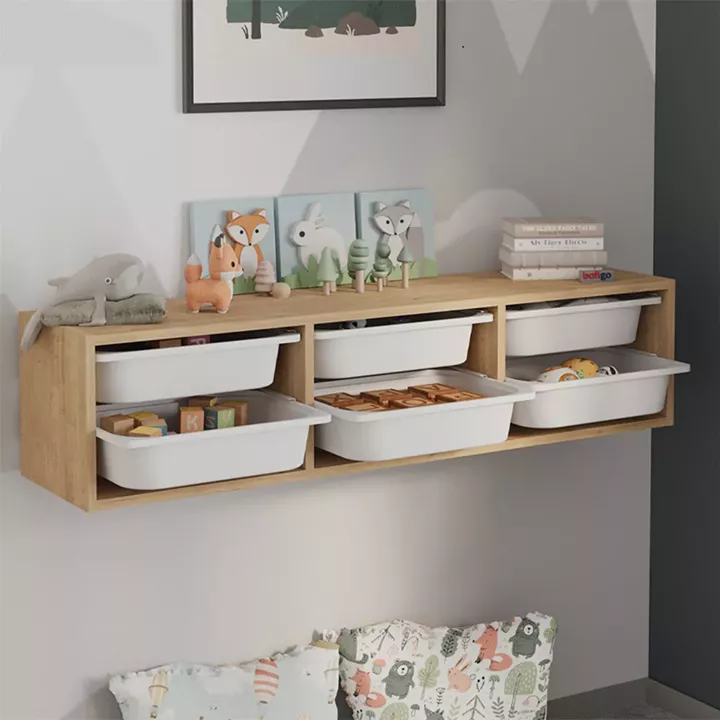 Συρταριέρα επιτοίχια Pavia Megapap με 6 συρτάρια χρώμα sapphire oak 132x31x30,7εκ.