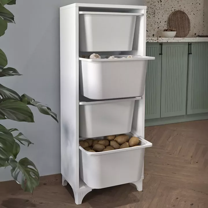 Συρταριέρα κουζίνας - μπάνιου Kayra I Megapap με 4 συρτάρια χρώμα λευκό 45,3x29,7x116,3εκ.