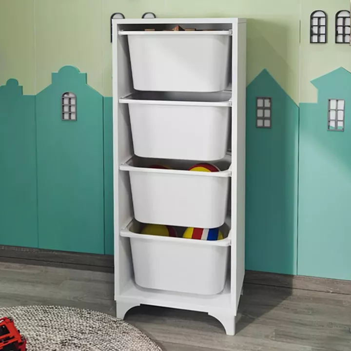 Συρταριέρα κουζίνας - μπάνιου Kayra I Megapap με 4 συρτάρια χρώμα λευκό 45,3x29,7x116,3εκ.