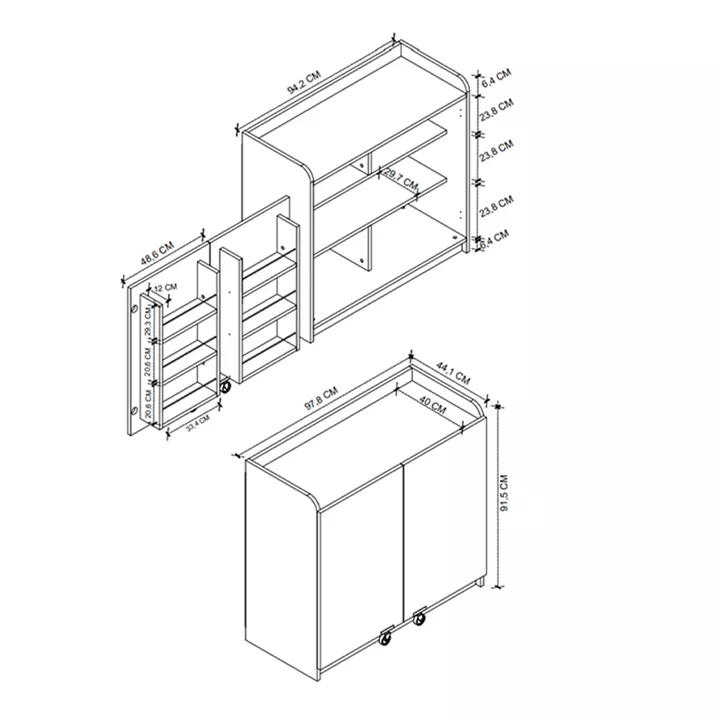 Ντουλάπι κουζίνας - μπάνιου Altay I Megapap χρώμα λευκό 97,8x44,1x91,5εκ.