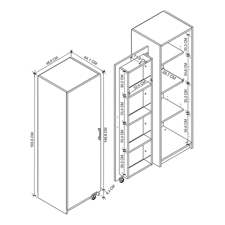 Ντουλάπι κουζίνας - μπάνιου Altay Megapap χρώμα λευκό 48,9x44,1x155,5εκ.