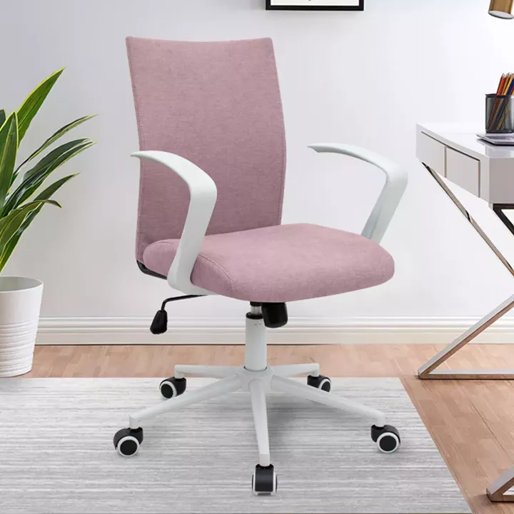 Καρέκλα γραφείου Berlin Megapap υφασμάτινη χρώμα ροζ - λευκό 64x63x89/96εκ.