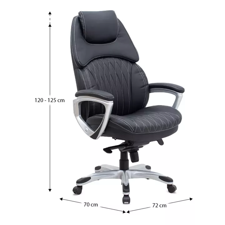 Καρέκλα γραφείου διευθυντική Duke Megapap από τεχνόδερμα χρώμα μαύρο 72x70x120/125εκ.