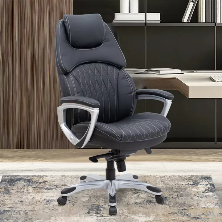 Καρέκλα γραφείου διευθυντική Duke Megapap από τεχνόδερμα χρώμα μαύρο 72x70x120/125εκ.