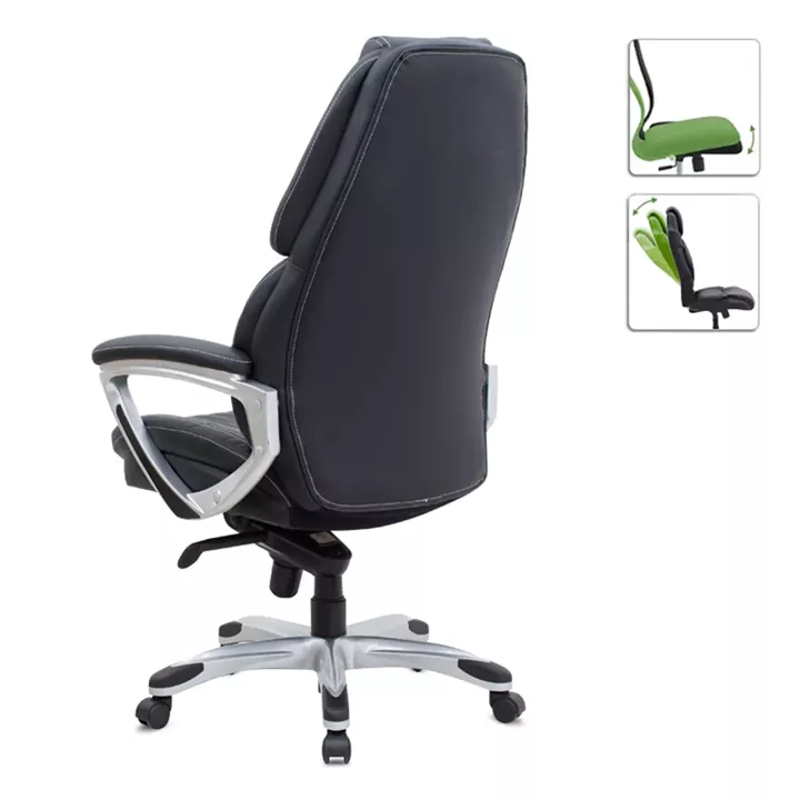 Καρέκλα γραφείου διευθυντική Duke Megapap από τεχνόδερμα χρώμα μαύρο 72x70x120/125εκ.