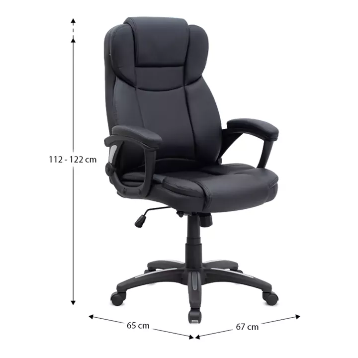 Καρέκλα γραφείου διευθυντική Morgan Megapap από τεχνόδερμα χρώμα μαύρο 67x65x112/122εκ.