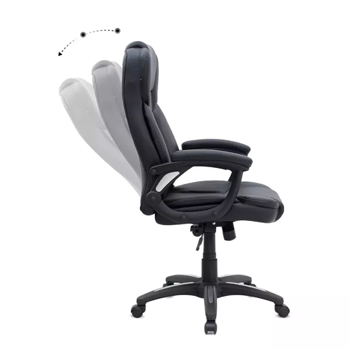 Καρέκλα γραφείου διευθυντική Morgan Megapap από τεχνόδερμα χρώμα μαύρο 67x65x112/122εκ.