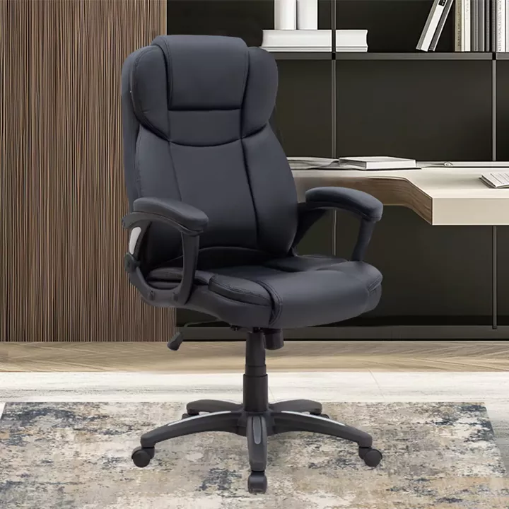 Καρέκλα γραφείου διευθυντική Morgan Megapap από τεχνόδερμα χρώμα μαύρο 67x65x112/122εκ.