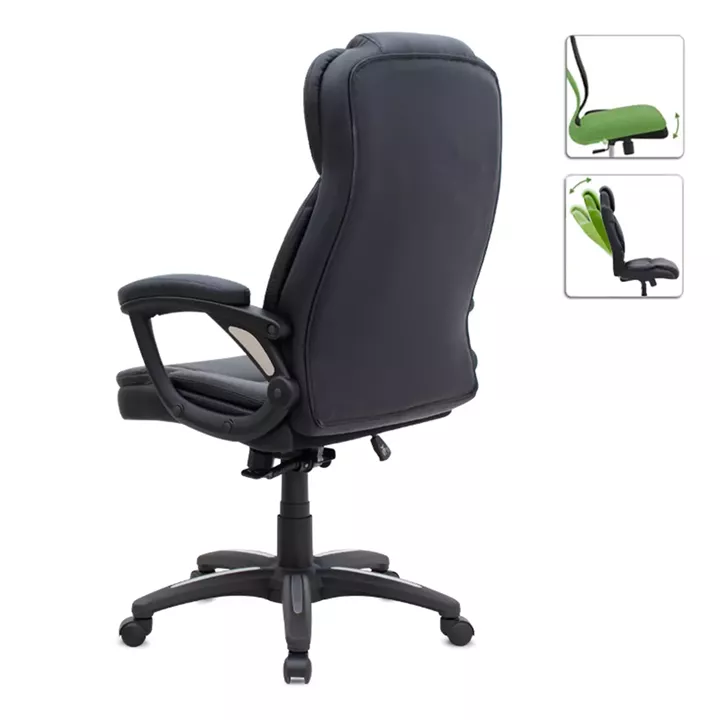 Καρέκλα γραφείου διευθυντική Morgan Megapap από τεχνόδερμα χρώμα μαύρο 67x65x112/122εκ.