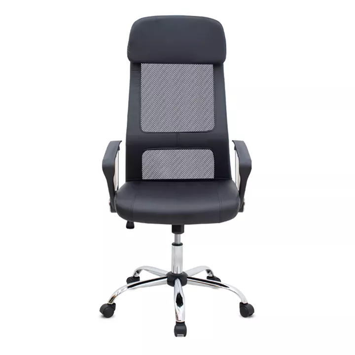 Καρέκλα γραφείου Ovis Megapap με τεχνόδερμα και ύφασμα Mesh χρώμα μαύρο 63x63x119/129εκ.