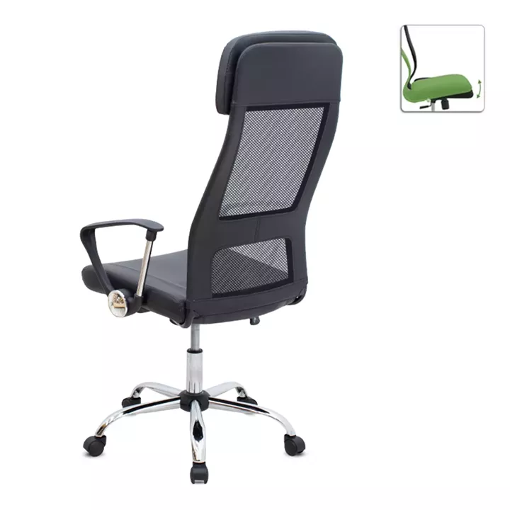 Καρέκλα γραφείου Ovis Megapap με τεχνόδερμα και ύφασμα Mesh χρώμα μαύρο 63x63x119/129εκ.