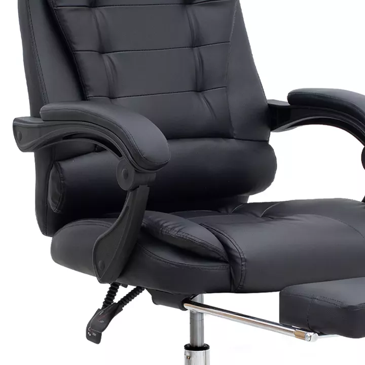 Καρέκλα γραφείου διευθυντική Daria Megapap με υποπόδιο από τεχνόδερμα χρώμα μαύρο 65x65x117/127εκ.