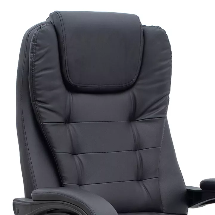 Καρέκλα γραφείου διευθυντική Daria Megapap με υποπόδιο από τεχνόδερμα χρώμα μαύρο 65x65x117/127εκ.