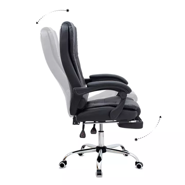 Καρέκλα γραφείου διευθυντική Daria Megapap με υποπόδιο από τεχνόδερμα χρώμα μαύρο 65x65x117/127εκ.