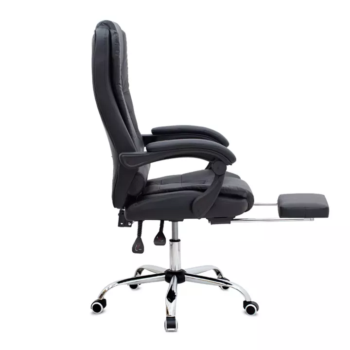 Καρέκλα γραφείου διευθυντική Daria Megapap με υποπόδιο από τεχνόδερμα χρώμα μαύρο 65x65x117/127εκ.