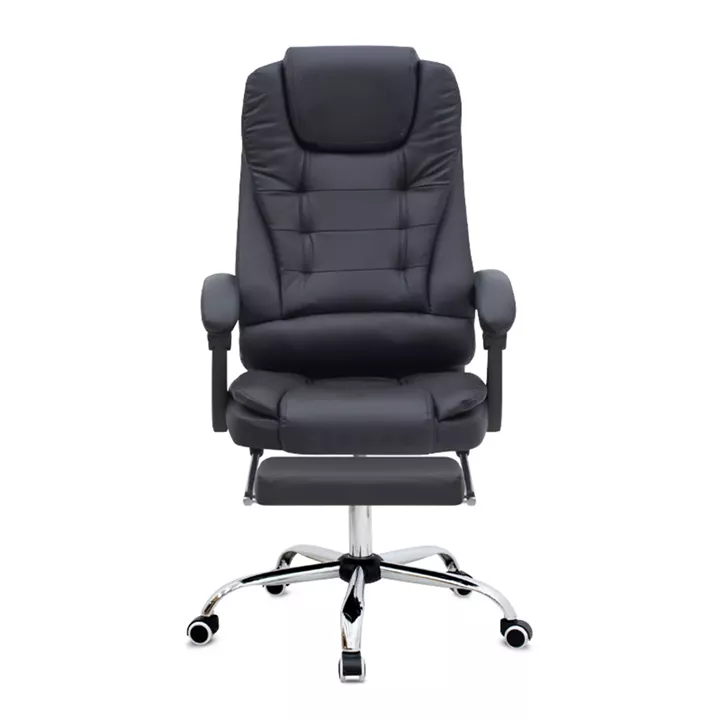 Καρέκλα γραφείου διευθυντική Daria Megapap με υποπόδιο από τεχνόδερμα χρώμα μαύρο 65x65x117/127εκ.