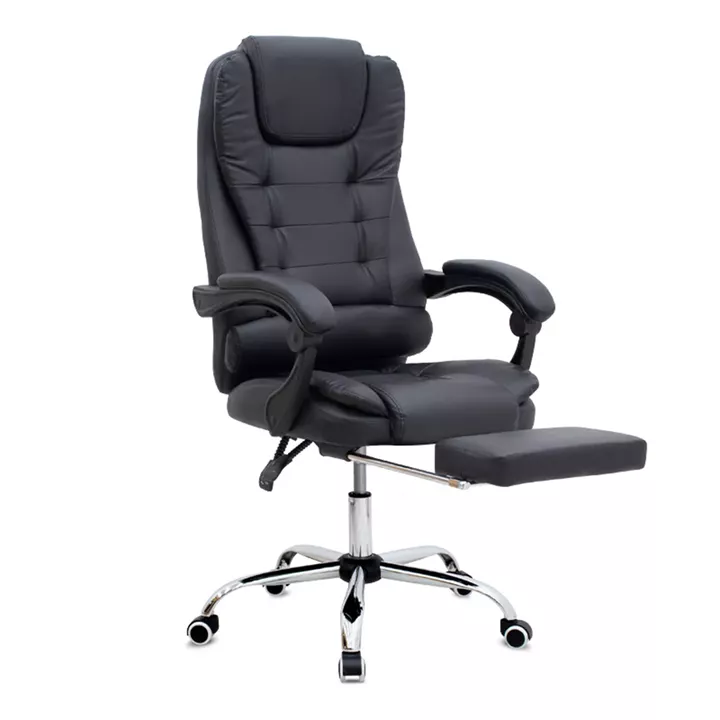 Καρέκλα γραφείου διευθυντική Daria Megapap με υποπόδιο από τεχνόδερμα χρώμα μαύρο 65x65x117/127εκ.