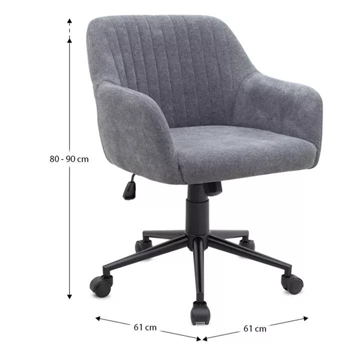 Καρέκλα γραφείου Alice Megapap υφασμάτινη χρώμα γκρι 61x61x80/90εκ.