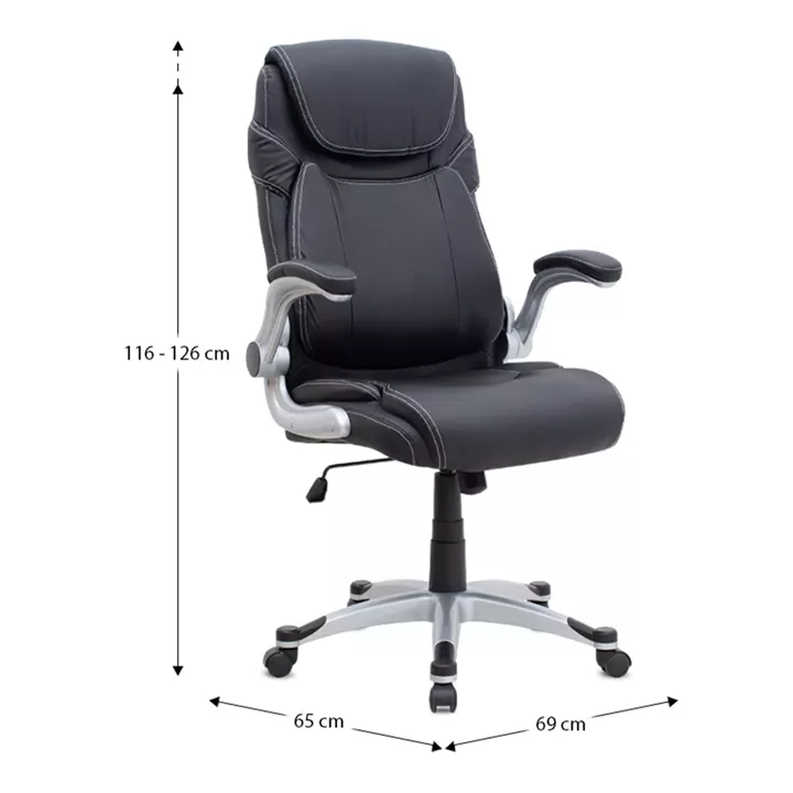 Καρέκλα γραφείου διευθυντική Gustavo Megapap από τεχνόδερμα χρώμα μαύρο 69x65x116/126εκ.