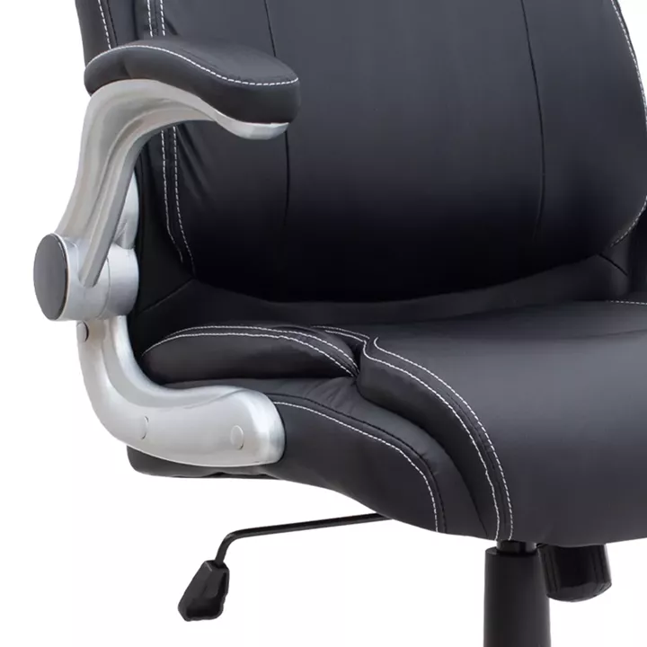 Καρέκλα γραφείου διευθυντική Gustavo Megapap από τεχνόδερμα χρώμα μαύρο 69x65x116/126εκ.