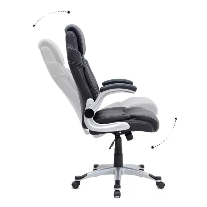 Καρέκλα γραφείου διευθυντική Gustavo Megapap από τεχνόδερμα χρώμα μαύρο 69x65x116/126εκ.