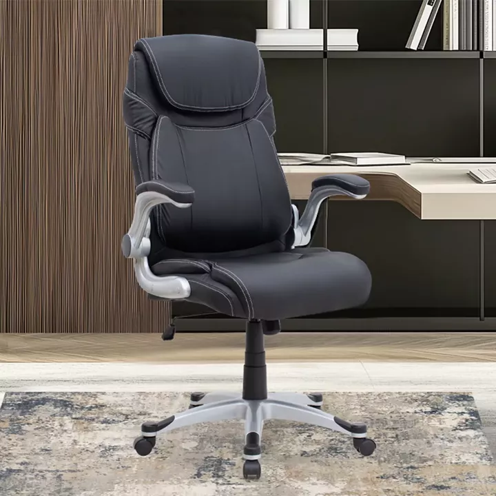 Καρέκλα γραφείου διευθυντική Gustavo Megapap από τεχνόδερμα χρώμα μαύρο 69x65x116/126εκ.